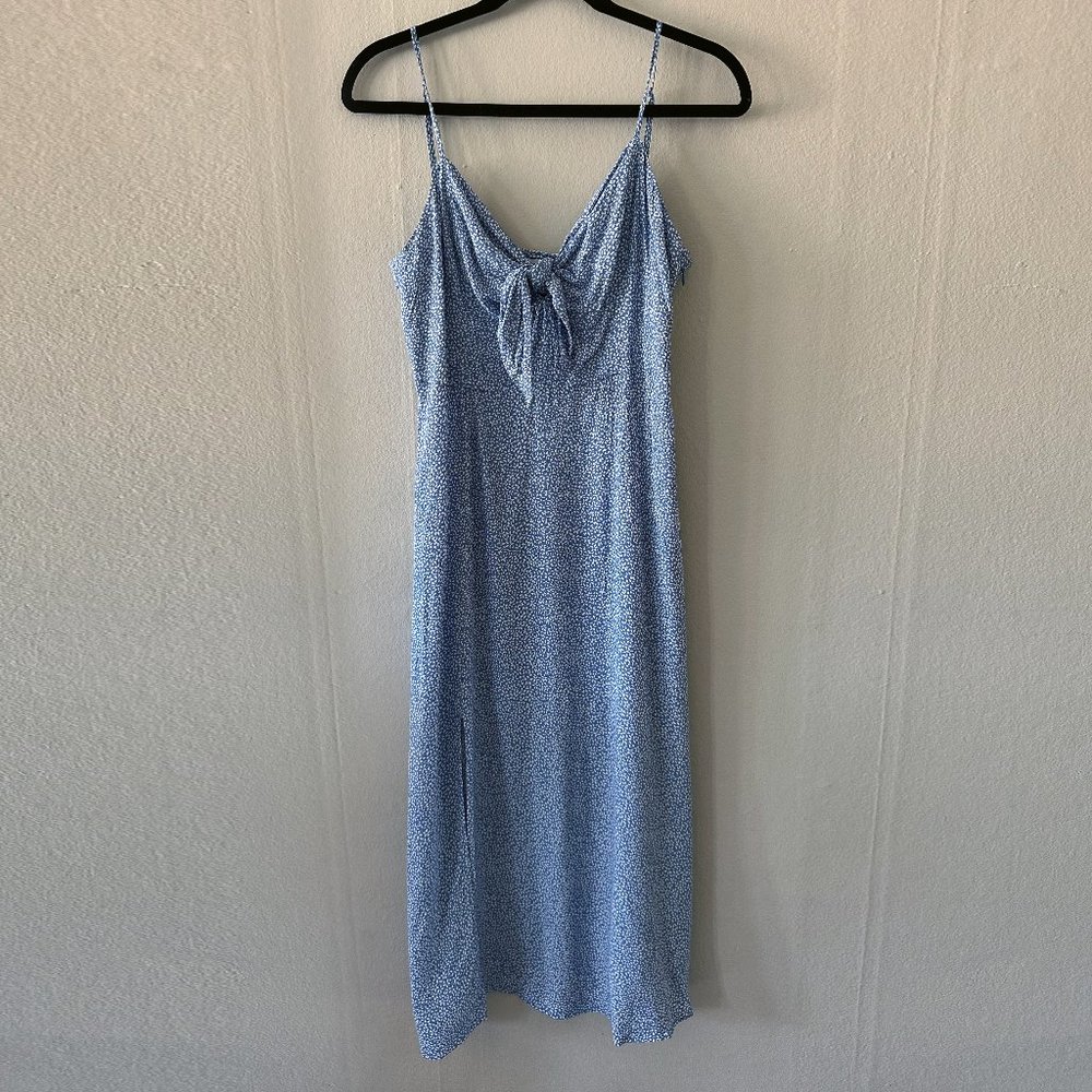 & Other Stories Blue Floral Sun Dress with leg slit